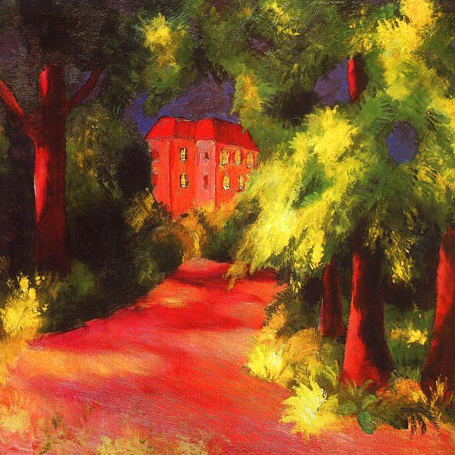 August Macke Red House in a Park oil painting picture